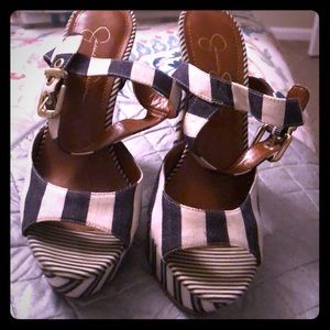 Jessica Simpson high heels Navy and White